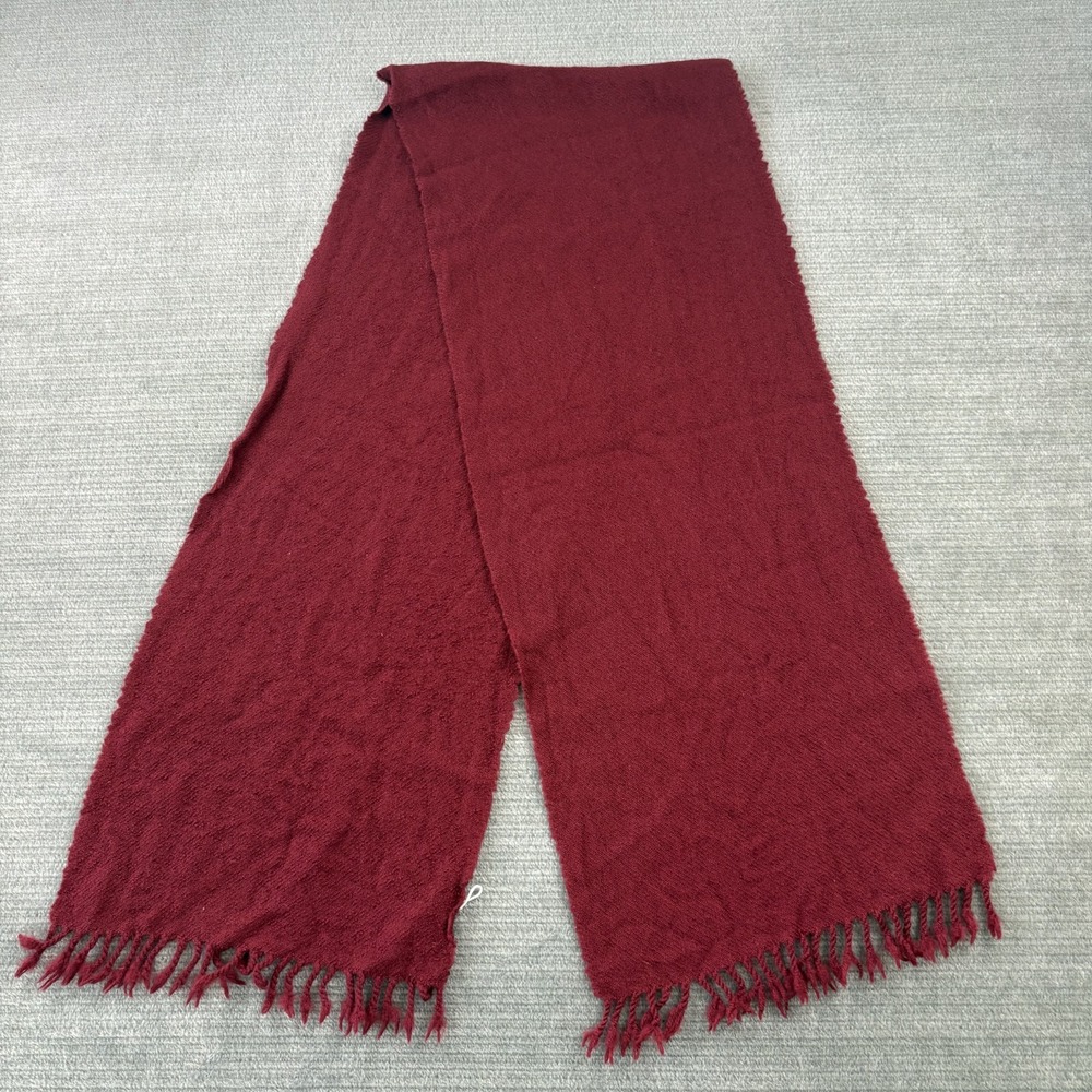 Madewell Fringed Wool Scarf 64x12 Burgundy Unisex Casual Fall Winter Lightweight